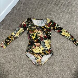 Samantha Pleet Floral Long Sleeve Bodysuit